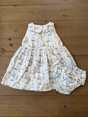 Next Baby Sailboat Print Dress with Bloomer Set - 9-12 Months